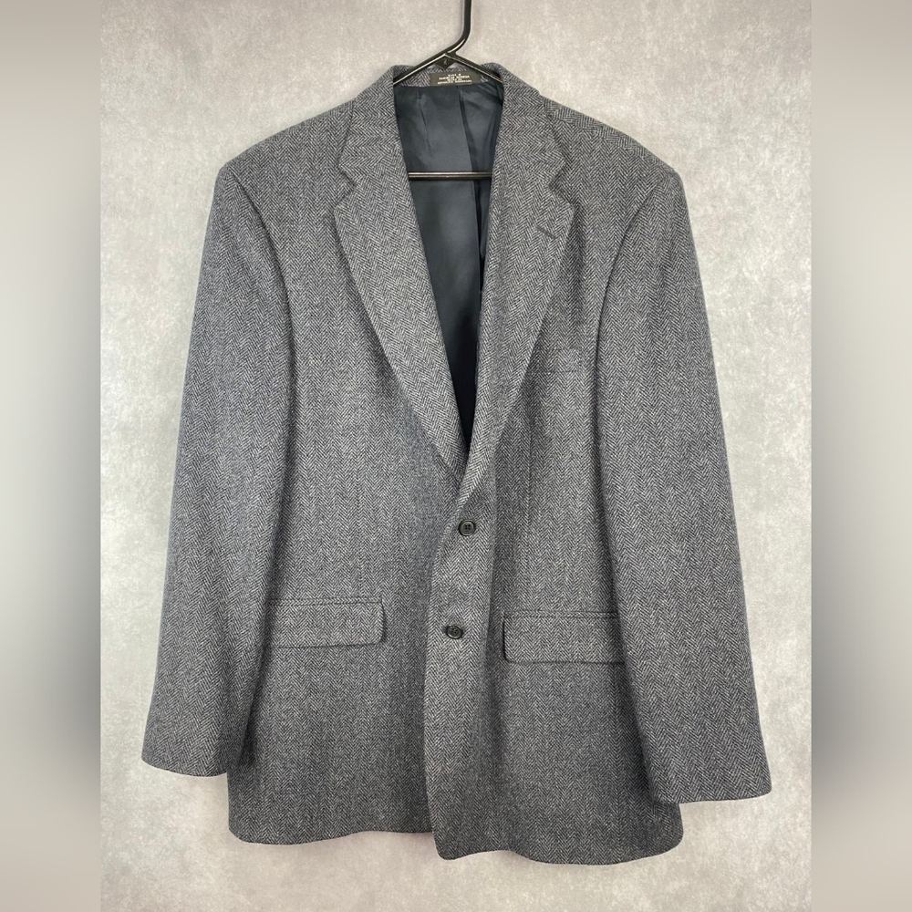 Towncraft  Gray Herringbone Tweed LambsWool Mens Blazer‎ Sport Coat Jacket 44L